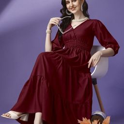 Femvy Tiered V-Neck Fit & Flare Maxi Dress-picture-35