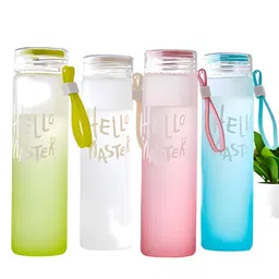 WELOUR Multicoloured Set of 4 Glass Solid Water Bottle-24