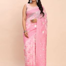 KALINI Woven Design Zari Linen Blend Saree-picture-43