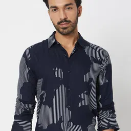Mufti Men Spread Collar Abstract Printed Slim Fit Casual Shirt-image-23