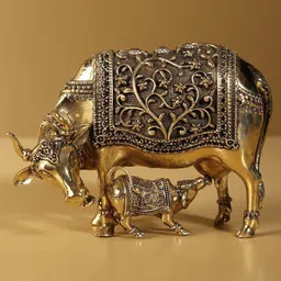 Exotic India Yellow Cow and Calf Showpiece-image-58