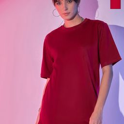 QIOA Pack Of 2 Round Neck Oversized Cotton T-shirt-image-33