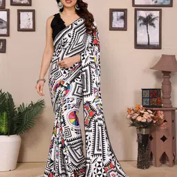 PHORIA STYLE Ethnic Motifs Embroidered Organza Saree-48