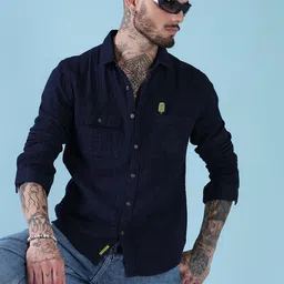 SHOWOFF Men Comfort Slim Fit Solid Spread Collar Cotton Casual Shirt-picture-24