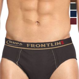 Rupa Frontline Men Pack Of 10 Assorted Mid-Rise Basic Briefs Frontline-Expando-Plain-10-1