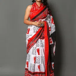Pinkcity Trade World Ethnic Motifs Pure Cotton Block Print Saree-image-71
