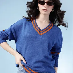 glitchez Contrasting Edges V-Neck Drop-Shoulder Sleeves Oversized Pullover-picture-42