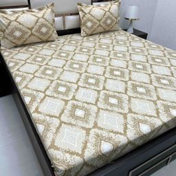 Pure Decor Brown & White Ethnic Motifs Queen Bedsheet with 2 Pillow Covers-image-90