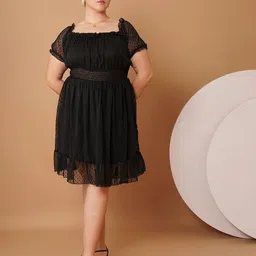 Sztori Women Plus Size Square Neck Fit & Flare Dress-image-63