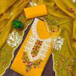 KALINI Women's Chandrei Cotton Floral Embroidered Unstitched Dress Material with Dupatta-picture-16