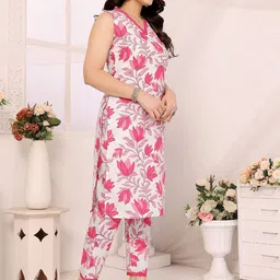 Moda Rapido Women Floral Printed Regular Kurta with Trousers-image-14