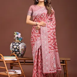 Panzora Woven Design Zari Linen Blend Saree-picture-53