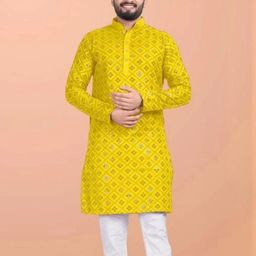 AWM Men Cotton Solid Straight Kurta-image-50