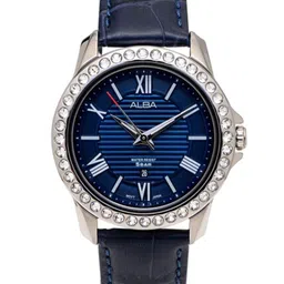 ALBA Women Blue patterned dial & Blue Leather strap watch AH7V79X1-4