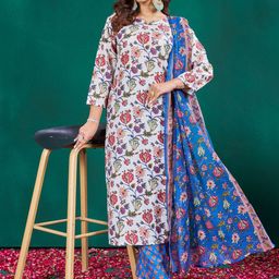 Anouk Women Floral Printed Regular Kurti with Trousers & With Dupatta-1