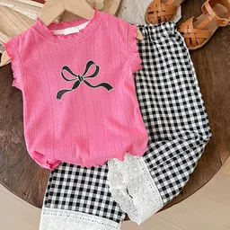YK Girls Printed Top With Trouser Clothing Set-image-72