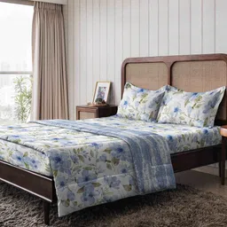 The Happy Pod Blue & White Floral Summer Single Bed Dohar-image-77