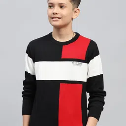 Monte Carlo Boys Cotton Casual Colourblocked Pullover-image-18