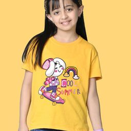 NUSYL Girls Graphic Printed Round Neck Cotton Oversized T-shirt-image-72