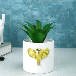 TAYHAA White 1 Pieces Succulent Artificial Plant With Pot-17