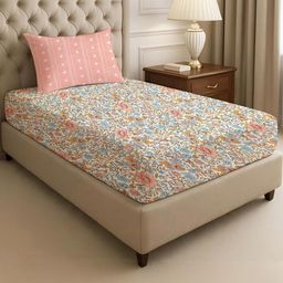 IVAZA Pink Floral 210 Pure Cotton Single-image-23