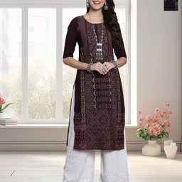 HERE&NOW Women Pack Of 2 Ethnic Motifs Printed Crepe Kurta-image-91