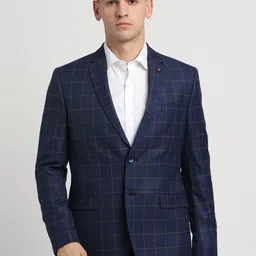 Turtle Men Checked Single-Breasted Casual Blazer-picture-4