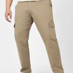 Urbano Plus Men Khaki Regular Fit Solid Cargo Chino Pant with 6 Pockets Stretchable-image-62