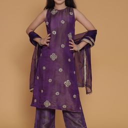 PICCOLO Girls Floral Embroidered Kurta with Palazzo & Dupatta-picture-49