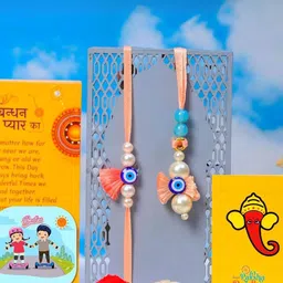 CraftVatika Set Of 2 Bhaiya Bhabhi Rakhis With Brother Fridge Magnet-46