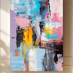 Art Street Blue & Pink 1 Piece Canvas Abstract Wall Paintings-image-39