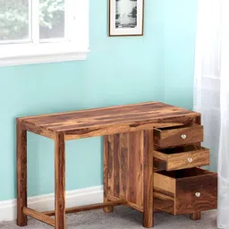 Ikiriya Brown Teak Finish Sheesham Wooden Water Resistant Study Table-31