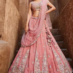 panchhi Embroidered Beads and Stones Semi-Stitched Lehenga & Unstitched Blouse With Dupatta-picture-21