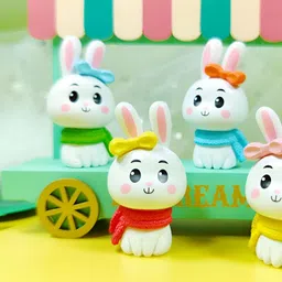 Spiaty 4 Pieces White Charming cartoon Rabbit Figurine Showpiece-21