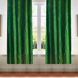 Kanodia Poly Fab Green 2 Pieces Room Darkening Window Curtain-image-34