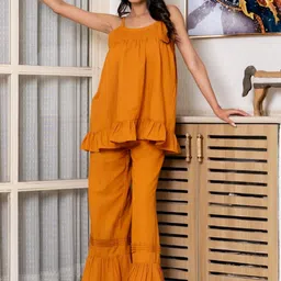 HOUSE OF JAMOTI Round Neck Top With Trousers Dusk Flour Glam Co Ord Set-picture-29