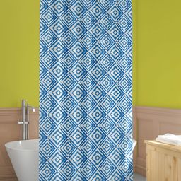 ArtzFolio Blue & White Printed Waterproof Shower Curtain-image-76