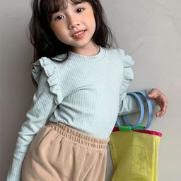 LULU & SKY Girls Ribbed Ruffles Detail Cotton Top-14