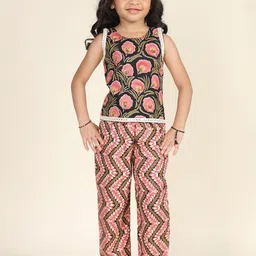 LIL PITAARA Girls Printed Pure Cotton Top With Trousers-picture-20