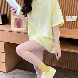 StyleCast x Revolte Women Self Design Round Neck Cotton Oversized T-shirt-image-84
