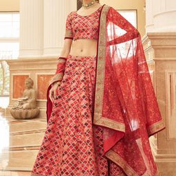 DIVASTRI Embroidered Silk Semi-Stitched Lehenga & Unstitched Blouse With Dupatta-image-27