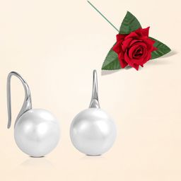 Peora Silver-Plated Pearls Beaded Contemporary Studs With Red Rose-36