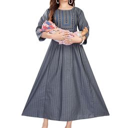 B2F Manufacturing & Designing Kurti Women Striped Maternity Cotton Anarkali Kurta-image-54