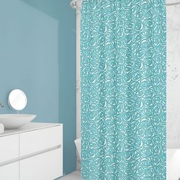 ArtzFolio Blue & White Printed Waterproof Shower Curtain-image-86