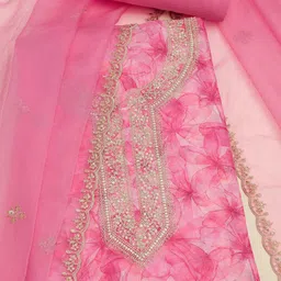 Soch Floral Printed Sequinned Organza Unstitched Dress Material-image-18