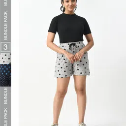BAESD Women Pack of 3 Printed High-Rise Pure Cotton Shorts-picture-46