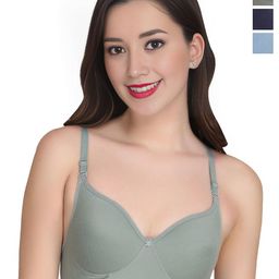 Liigne Women Pack Of 3 Full Coverage Non Padded T-shirt Bra-44