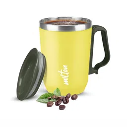 Milton Cool Touch Coastal 350 Yellow Non Insulated SS Mug with Handle & Lid-300 ml-image-83