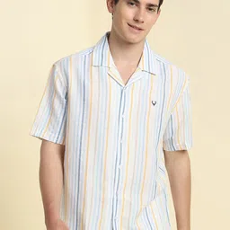Allen Solly Men Relaxed Fit Cuban Collar Vertical Striped Casual Shirt-image-59