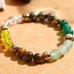 VIBESLE Unisex Multicoloured Beads Elasticated Bracelet-16